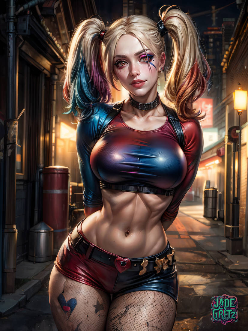 Harley Quinn: Mischief in Gotham by JadeGretzAI deviantart.com/jadegretzai/ar… #harley #harleyquinn #comics #comicart #dccomics #superheroes #ai #aiart #digitalart #jadegretz #fantasyart #fanart #beautifulgirl #aiartwork #aiartcommunity