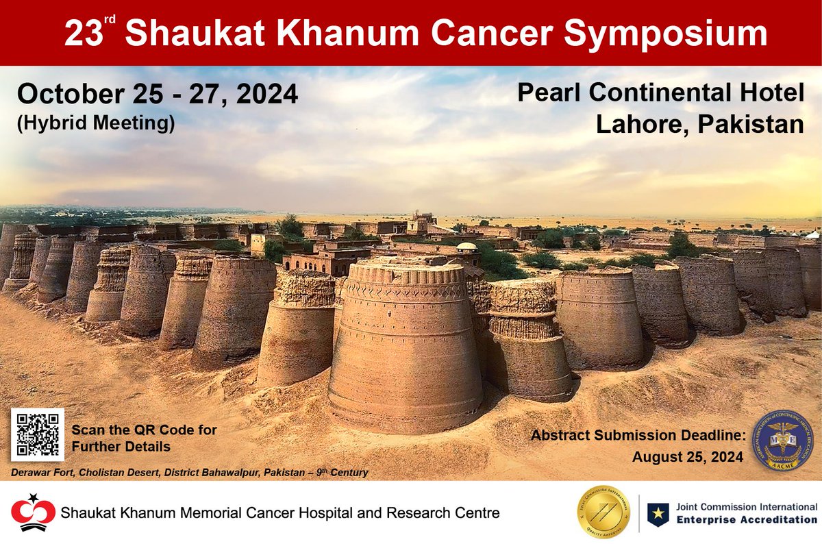 The 23rd Shaukat Khanum Cancer Symposium will take place from October 25-27, 2024, at the Pearl Continental Hotel, Lahore, Pakistan. For registration and online abstract submission, visit 👉 shaukatkhanum.org.pk/symposium2024 #SKCS #23SKCS #ShaukatKhanumSymposium #SKMCH