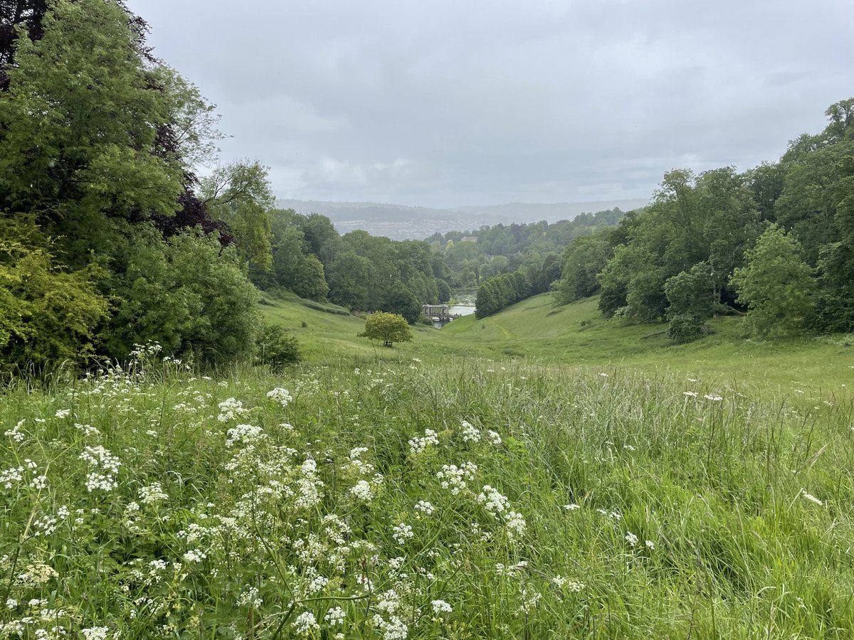 Prior Park looking very beautiful even in a summer rain shower! Lovely to see lots of people enjoying the garden this bank holiday Monday ⁦@NTinBath⁩