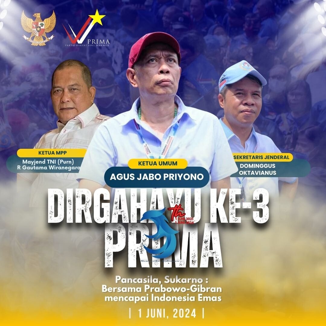 Menyambut dirgahayu Partai Rakyat Adil Makmur (PRIMA) KE 3..