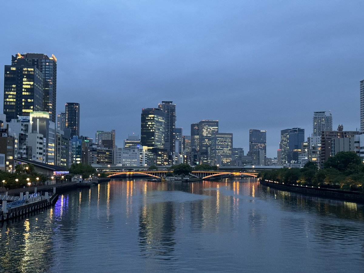 天満橋から眺めた大阪の夜景が美しすぎる。大阪で一番好きな都市景観かも。