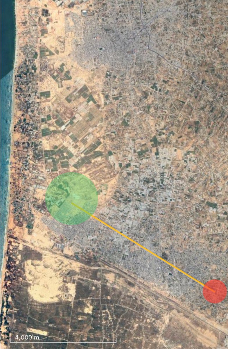 The site of the Rafah fire massacre last night was over 6 km away from where the rockets were launched yesterday. Just so we’re clear that the two are not related. This was a designated safe zone. #Gaza #Gaza_Genocide #Israel