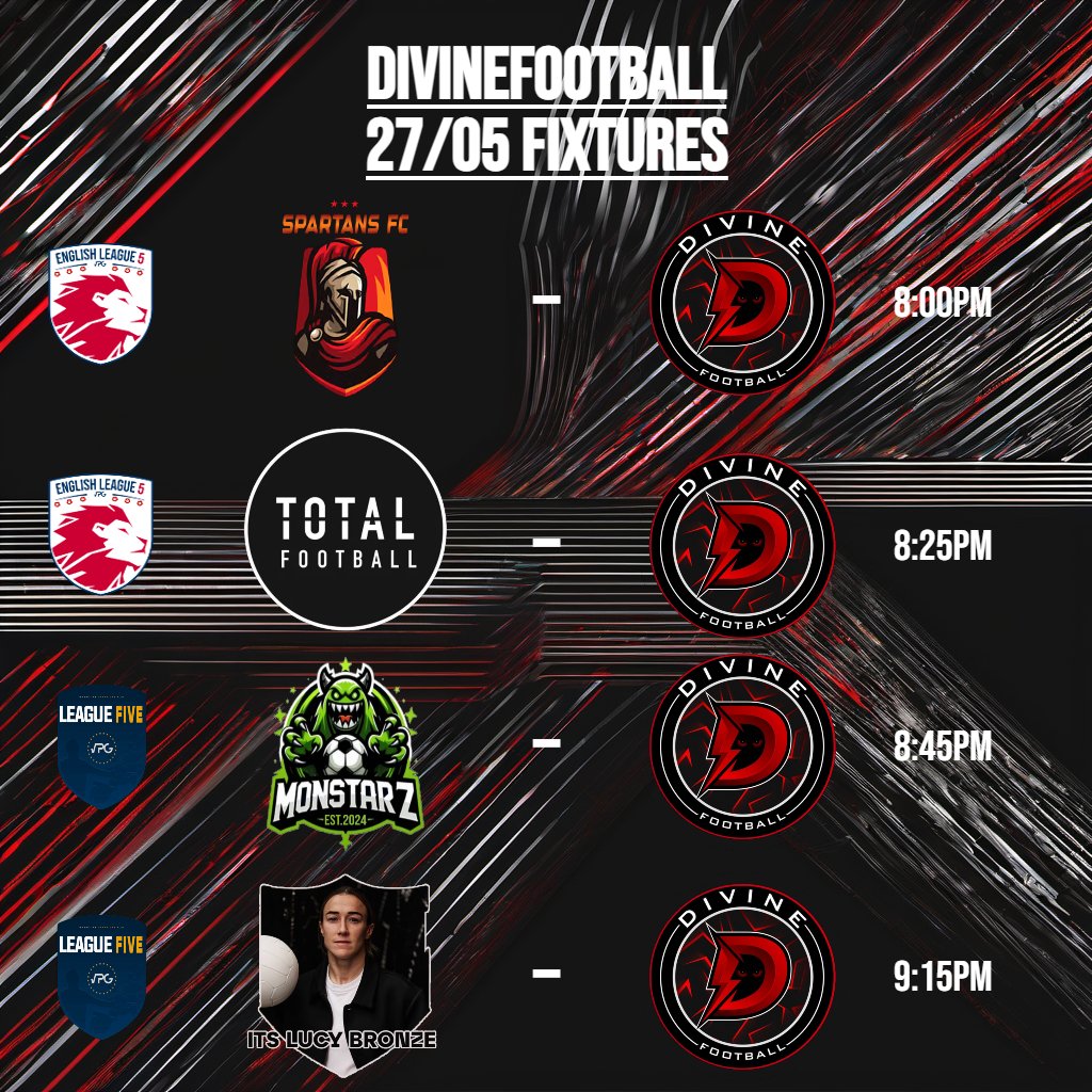 Tonight fixtures! Looking to get back to winning ways! #VPG #DivineFootball #UpTheDivine