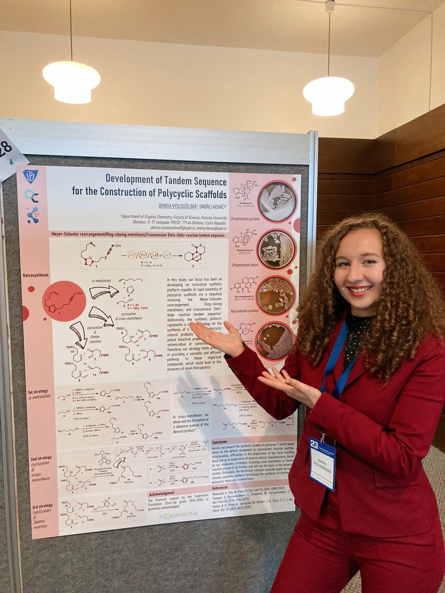 The first poster from our research group! Last week @DenisaVysl71968 attended XXIII. Interdisciplinary Meeting of Young Life Scientists. Great conference, interesting people and fruitful discussions. 
@experientiacz, @prfupol, @merckgroup 
#naturalproducts #totalsynthesis