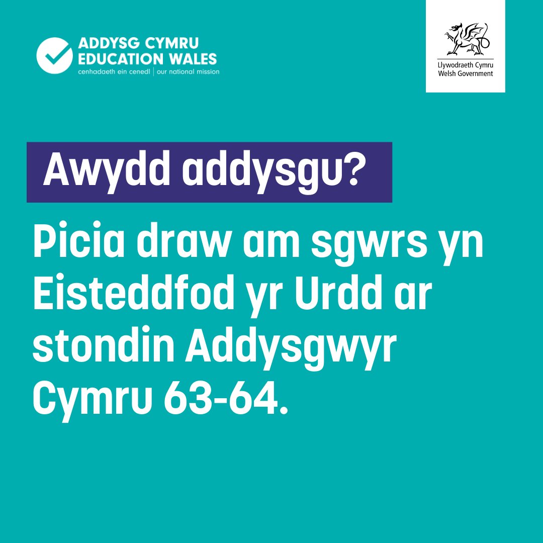 Mae’n braf i fod yma yn @EisteddfodUrdd yr wythnos hon! 🎪 Maldwyn, 27 Mai – 01 Mehefin. Picia draw am sgwrs ar stondin @AddysgwyrCymru 63-64 os wyt ti’n ystyried addysgu fel gyrfa. #AddysguCymru @ColegCymraeg @OuCymru @PGCEswanseauni