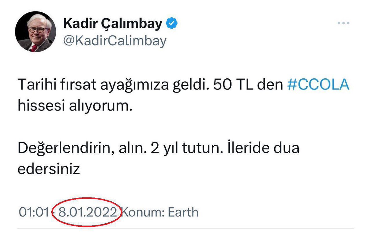 Unutuluyor.… #CCOLA 50₺ den paylaştım  #CCOLA 710₺ oldu. Kimisi değerlendirdi kimisi kaçırdı‼️

Ben bu hisseden 19 milyon TL kazandım. 

Ev, araba, arsadan çok kazandırdı. 

Yeni 3 hissede paylaşacağım. Alan parayı vurur. 

Bunu kaçırdıysan yeni paylaşacaklarımı KAÇIRMA‼️