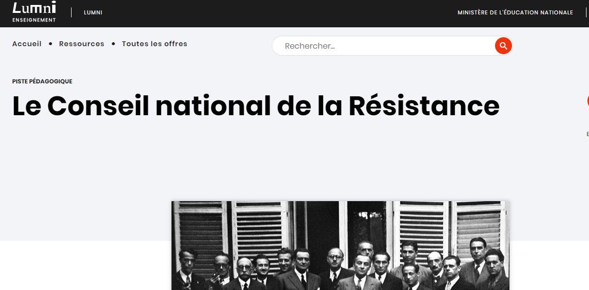 [#CeJourlà]
📆27 mai journée nationale de la Résistance

Une piste pédagogique de 2 à 3 heures sur le Conseil national de la #Résistance pour la classe de #terminale, avec les archives @Ina_audiovisuel  par @LumniEnseignant 

👉enseignants.lumni.fr/parcours/1184/…
#CNR #Libération