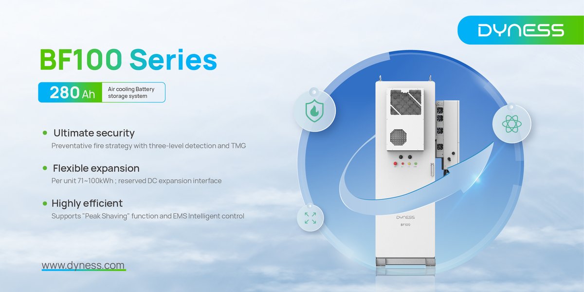 🌟Introducing the Dyness #BF100 Series 280 Ah Air Cooling Battery Storage System! 🔹 Ultimate Security 🔹 Flexible expansion 🔹 Highly efficient 👇learn more: 📧Email：sales@dyness-tech.com 📞Sales tel: +86 400 666 0655 #EnergyStorage #Innovation #Efficiency #DynessBF100 #C&I