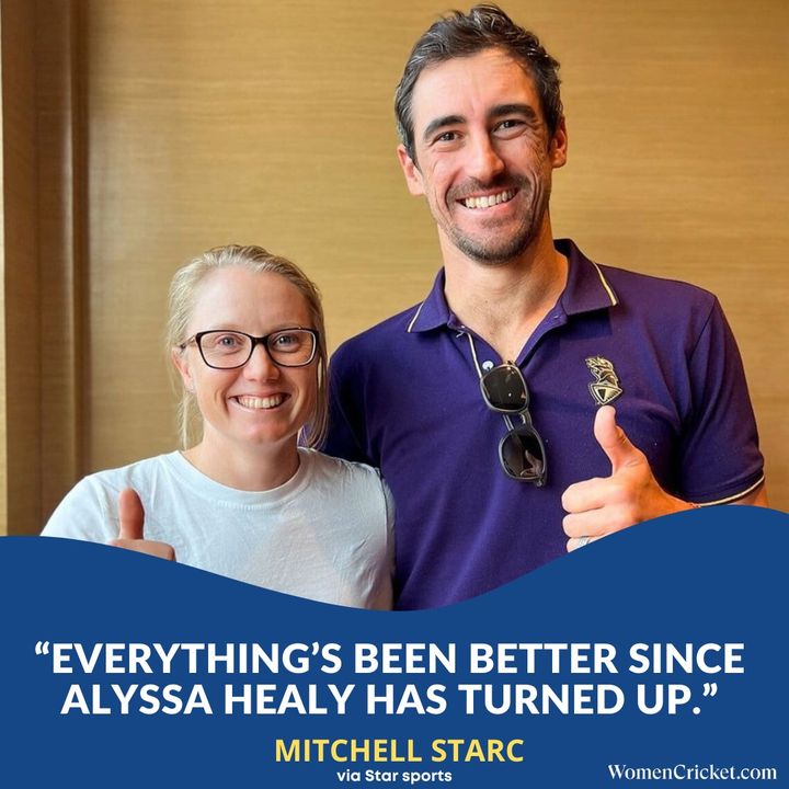 KKR's lucky charm, Alyssa Healy 👏 Read the full article here: rb.gy/mw0rzo #women #cricket #AlyssaHealy #MitchellStarc #IPLfinal #CricketTwitter #WomenCricket