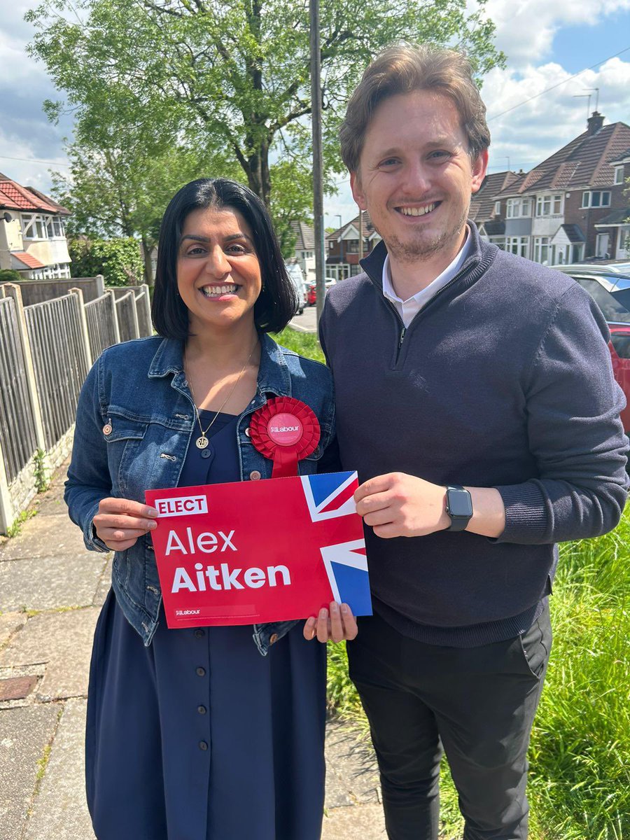 ShabanaMahmood's tweet photo. Fantastic to be out with @alex4northfield and the whole team in Northfield over the weekend. 

Such a positive response on the doors - its clear everyone thinks its time for change and with a Labour government we can turn the page on Tory chaos 🌹 https://t.co/NmKEu1aC98