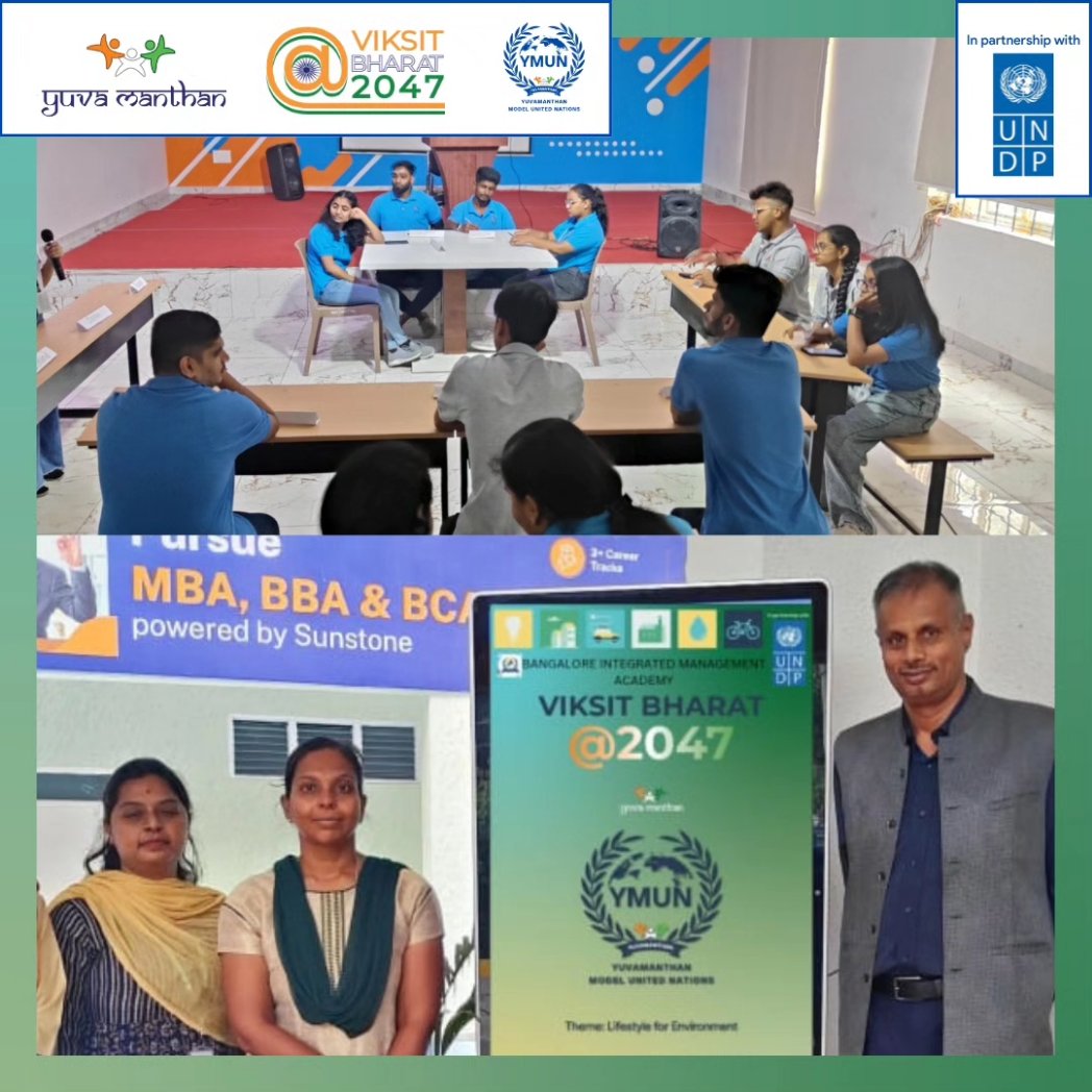 Bangalore Integrated Management Academy hosted Yuvamanthan MUN with @UNDP_India, a gathering of young minds for impactful discussions based on PM @narendramodi 's vision of Viksit Bharat@2047.
#YMUN 
#ViksitBharat2024