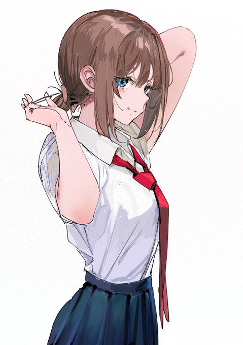 「blue skirt brown hair」 illustration images(Latest)｜2pages