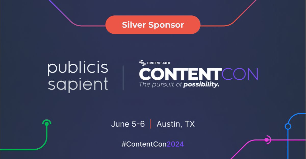 rmcoraline's tweet image. Publicis Sapient is proud to be a Silver Sponsor at #ContentCon2024, Contentstack&apos;s flagship event taking place June 5-6 in Austin, TX!   bit.ly/4bWAtjt