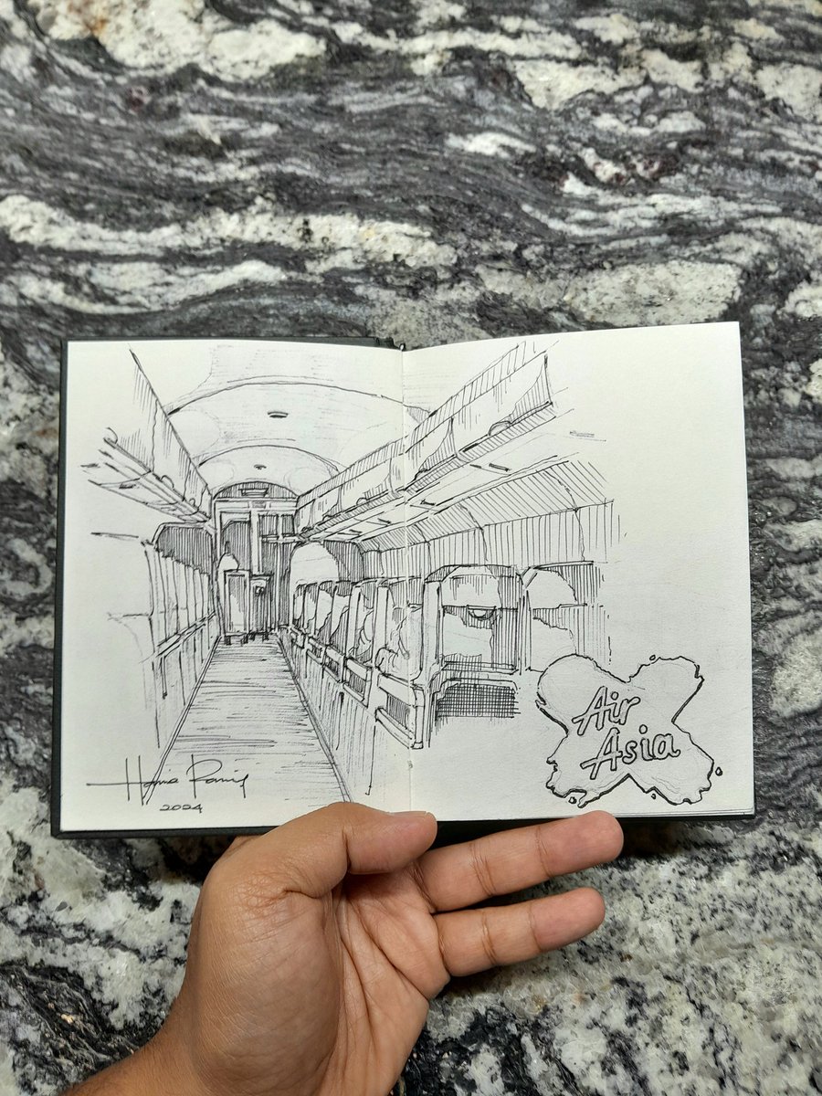 Airasia aircraft cabin sketch.✍️