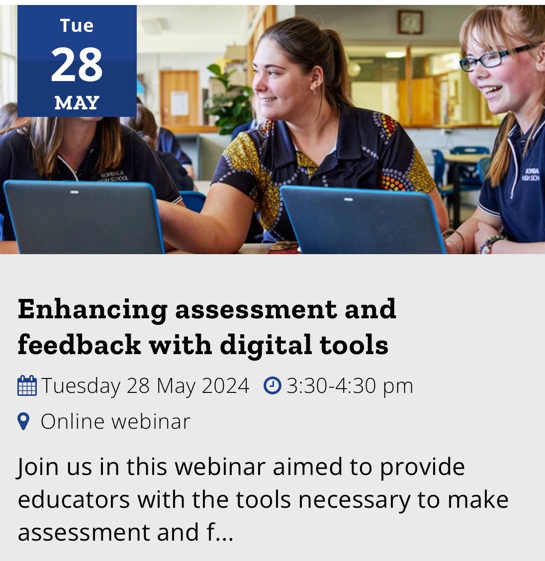 Join our team for our Week 5 webinar that explores digital tools to help the flow of assessment and feedback in your classroom! t4l.schools.nsw.gov.au/events/2024/5/…