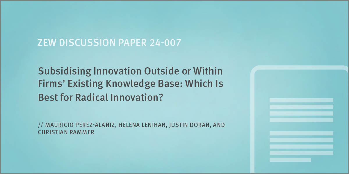 #ZEW DP 24-007 by <a href="/PerezalanizM/">Mauricio Perez-Alaniz</a>, <a href="/HelenaLenihan/">Helena Lenihan</a>, <a href="/justin_doran/">Justin Doran</a> and Christian Rammer shows: Public funding for #innovation in #firms engaged in new knowledge areas fosters radical innovation and higher sales. 
zew.de/PU85957-1/?twt…