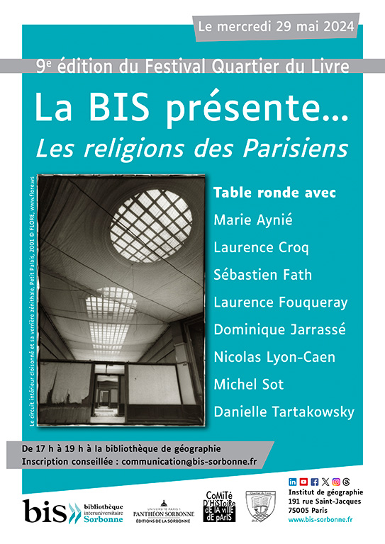 [RAPPEL] 🏙️ « Les religions des Parisiens » dessine les contours du Paris des religions sur la longue durée, en s'intéressant à leur influence sur la vie de la cité. 🔎 En librairie le 30/05, présentation le 29/05 à 17h à la bibliothèque de géographie (191 rue Saint-Jacques) !