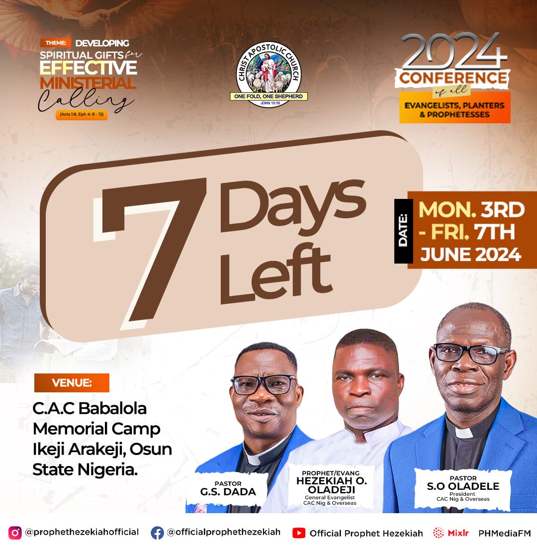 7 Days Left!
Tell a beloved to tell a beloved, because it's about to be Epic.

#EPIC24
#spiritualgifts
#MinistersConference
#PHMedia
#spreadingthegospel