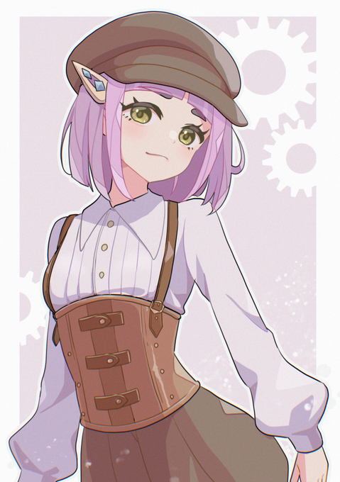 「1girl brown headwear」 illustration images(Latest)