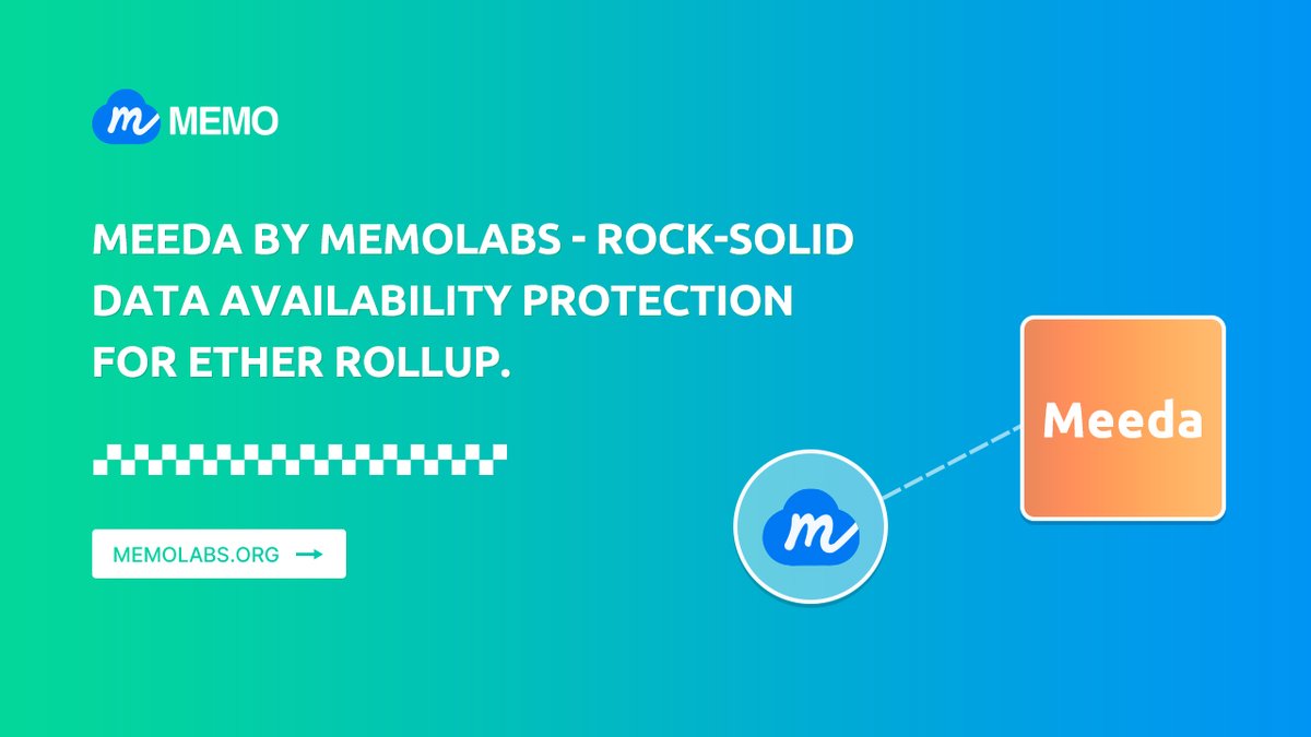 🚀 Explore #Meeda by #Memolabs, bringing impenetrable data protection to Ethereum Rollup! 🛡️

 Leveraging #Ethereum’s strong security foundation, we are committed to ensuring the stability and security of decentralized applications.🌐🔒
#MEMO #ETH #DataAvailability  #DA