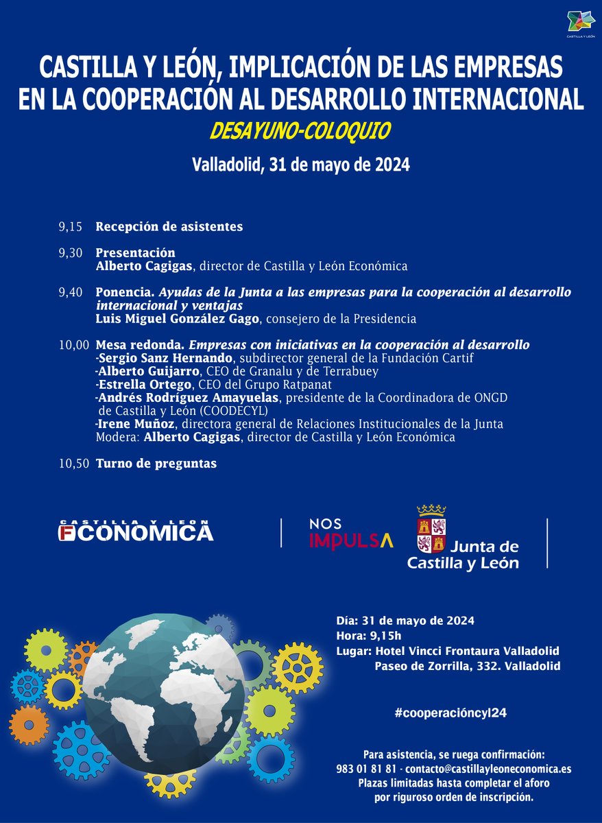 .@cyleconomica organiza este viernes 31 de mayo un desayuno-coloquio sobre #cooperacióninternacional ow.ly/Cttf50RNvbk #cooperacióncyl24 @luismiggago @jcyl @CARTIFCT #Granalu @terrabuey #Ratpanat @Coodecyl