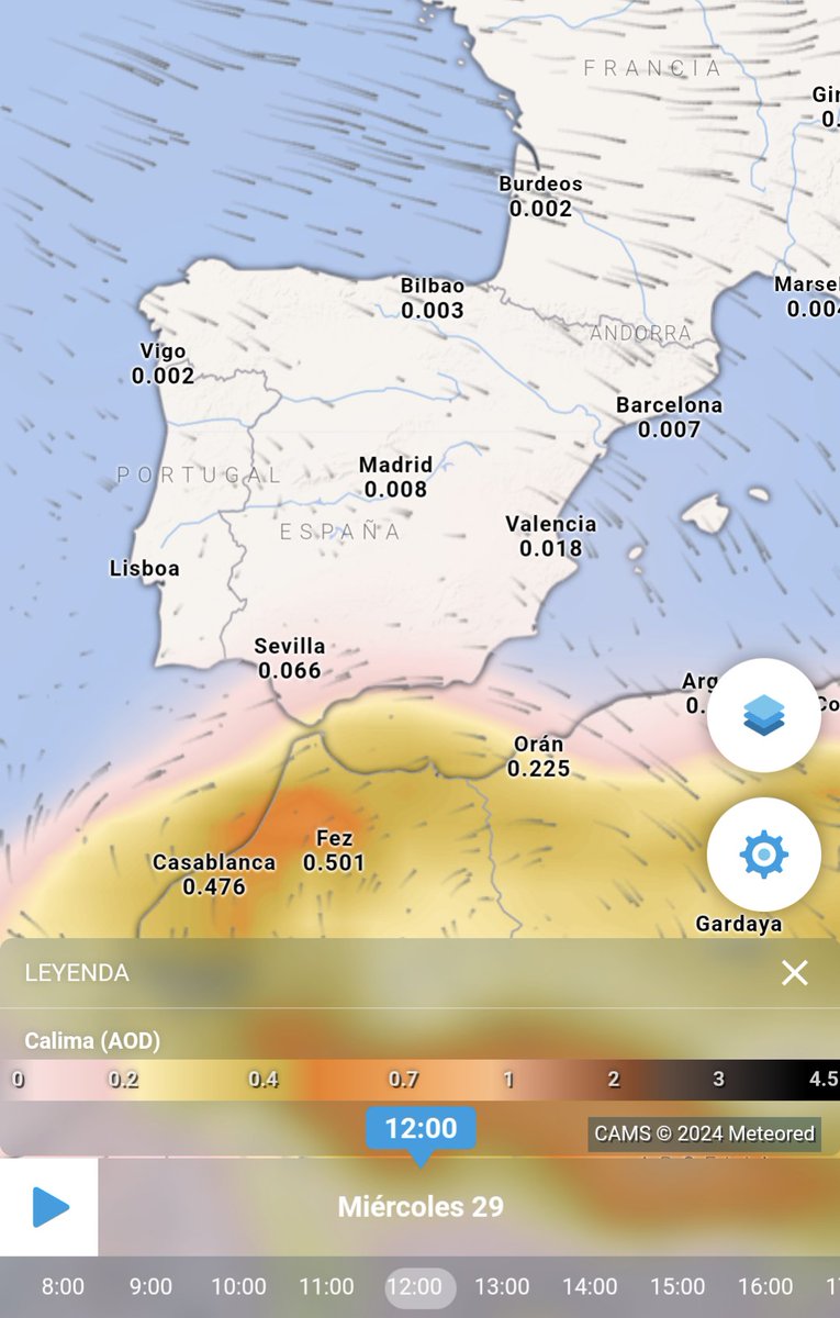 ▶️🏜️Tras un fin de semana protagonizado por la calima en nuestros cielos, en las próximas horas se irá retirando hacia el sur la irrupción de polvo en suspensión. #Albacete #meteoAB