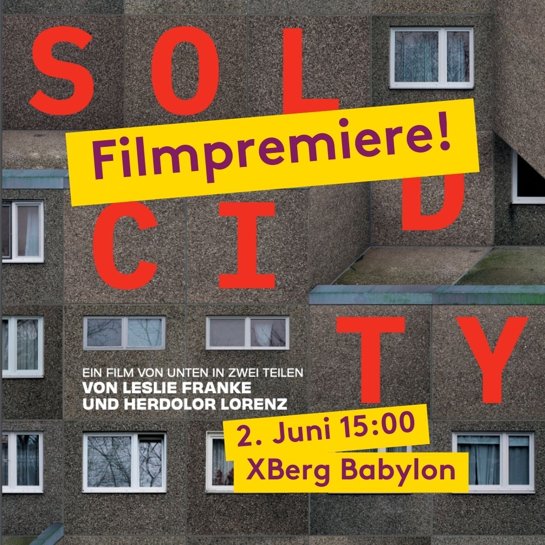 📅 So 2. Juni 15:00
📍 Babylon Kreuzberg
📽 Filmpremiere mit Gespräch: Sold City zeigt drastische Fälle von Verdrängung in Berlin, Hamburg, Köln und London
- und begleitet über mehrere Jahre die sympathischen Menschen, die sich dagegen wehren. 
🎟️ Tickets bei Yorck-Kinos