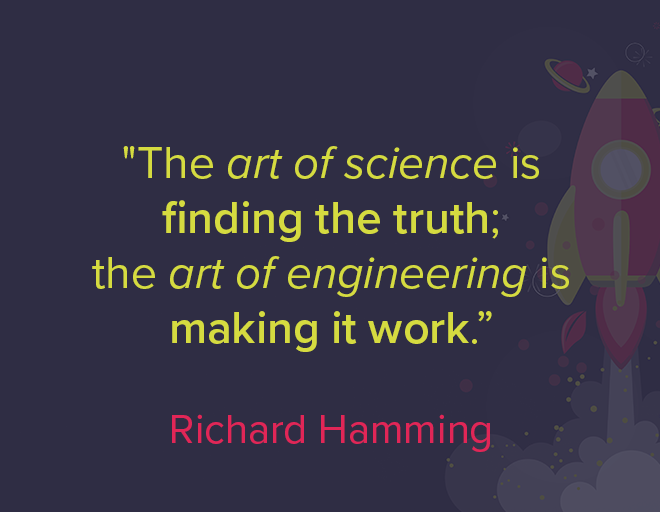 gsc1's tweet photo. #ScienceQuoteOfTheWeek
"The art of science is finding the truth; the art of engineering is making it work."
- Richard Hamming https://t.co/y3u7yjbthI