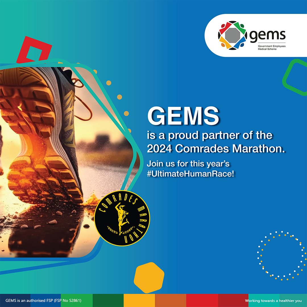 GEMS is proud to be part of the 2024 Comrades Marathon, #TheUltimateHumanRace! Catch us at the registration and exhibition venue from 6 - 8 June 2024, and at the GEMS hospitality area at the finish line. We look forward to seeing you there. #NoDoubt #Nakanjani #Comrades2024 #GEMS