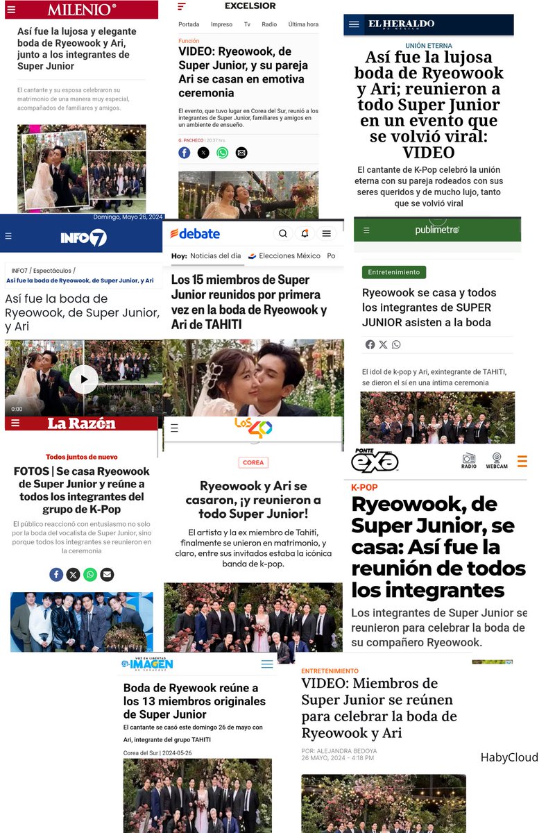 SuJu es territorio mexicano; Más de 10 notas periodistas por la boda de Wookie en México, desde medios locales hasta nacionales como El Heraldo, Milenio, La Razón, entre otros. Unos resaltan la reunión de los 15  integrantes. Esto es una locura 😍 <a href="/SJofficial/">SUPER JUNIOR</a>