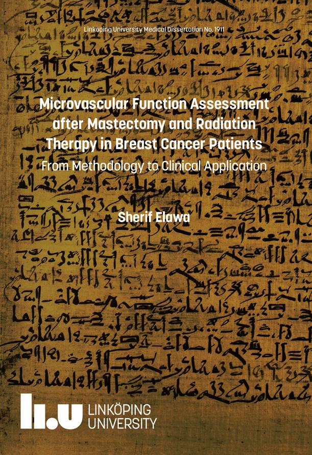 Ph.D. defence this week: Sherif Elawa, Microvascular Function Assessment after Mastectomy and Radiation Therapy in Brea... Thursday 30 May, 09:00 in Belladonna, Building 511, Campus US, Linköping  urn.kb.se/resolve?urn=ur… #LiU