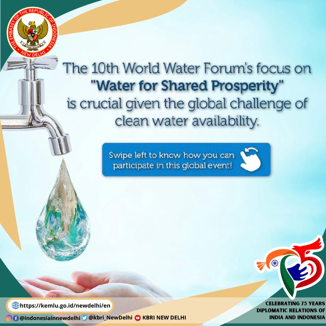 Empowering Action by Joining Forces for Water Sustainability at the 10th World Water Forum.

#inidiplomasi #rintiskemajuan #deminkri #indonesiauntukdunia #75thindiaindonesia
