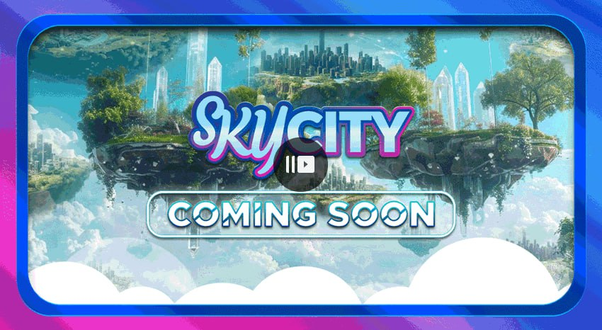 aquacity_gamefi's tweet photo. Prepare to step into a world where imagination knows no bounds! ✨ 

Sky City is about to unveil a universe of endless adventure and excitement. Are you ready to embark on the journey? #SkyCity #EndlessAdventure #ComingSoon https://t.co/2MQE8Kr4DU