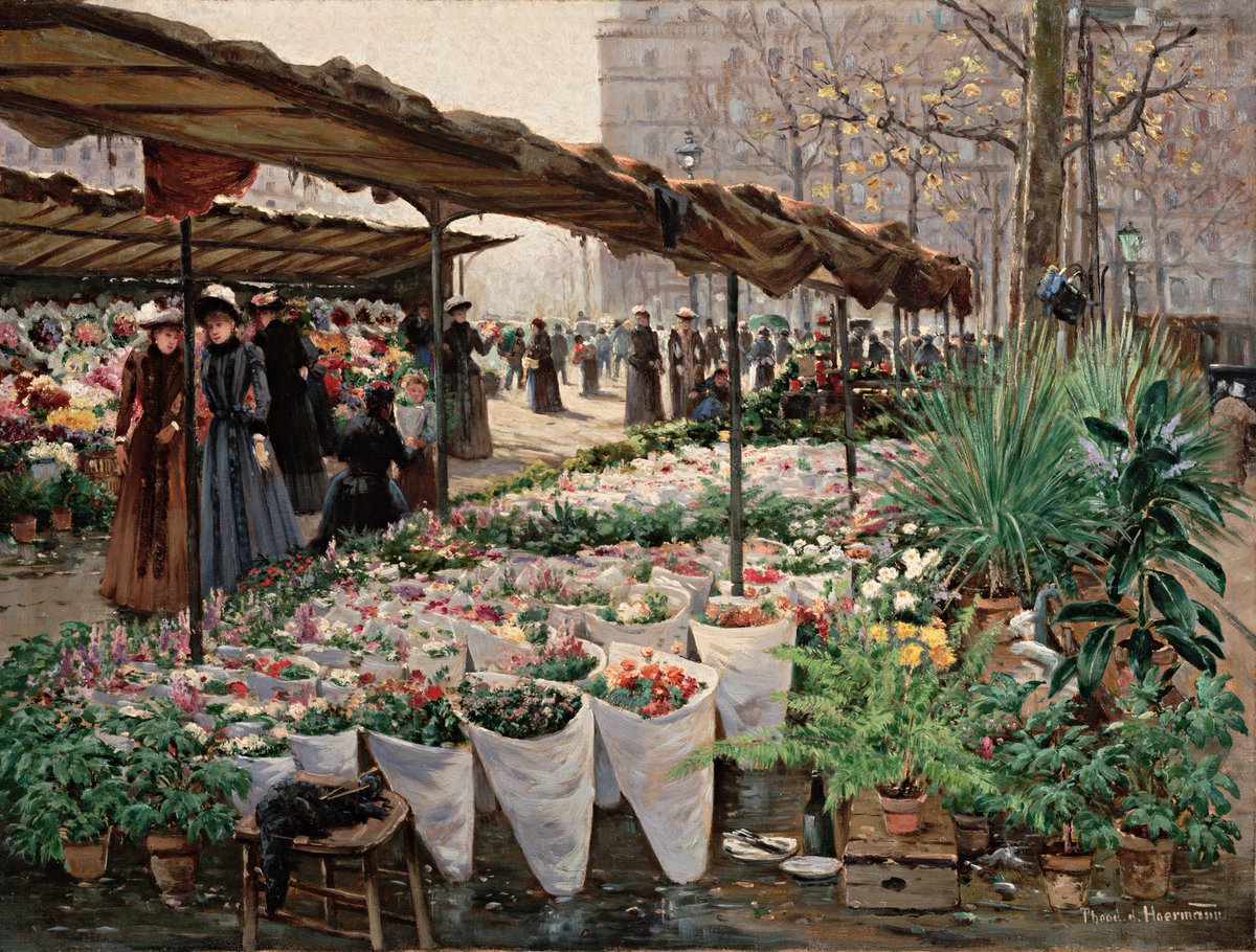 iyi haftalar 🌸 Theodor von Hörmann (1840-1895) / Flower Market on the Madeleine IV (c.1889), Oil on canvas, 46×61.2 cm