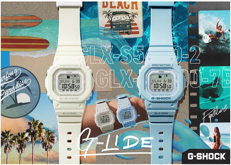 travelwatch_jp's tweet image. G-SHOCK、サーファー向けモデル「G-LIDE」にスリムタイプ。ビーチをイメージしたライトブルー/ホワイト travel.watch.impress.co.jp/docs/news/1594… #GSHOCK #GLIDE #カシオ計算機