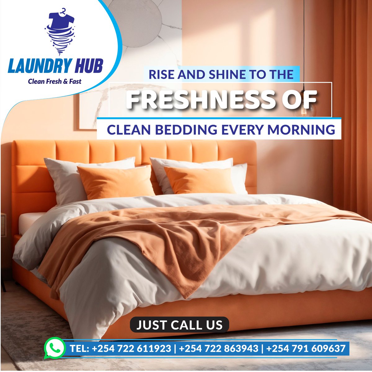LaundryHubKenya's tweet photo. Transform your sleep with LaundryHub! Enjoy the comfort of clean and fresh duvets and bedding that make every night a dream.
#LaundryHub #FreshBedding #CleanDuvets #SweetDreams https://t.co/gL4pBdmL1R