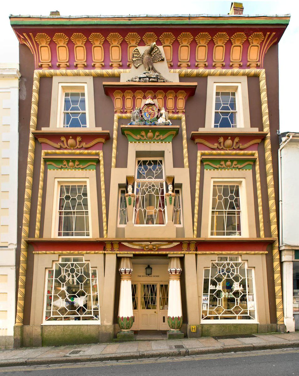 The Egyptian House in Penzance, Cornwall, was built between 1834 and 1837 to house the mineral collection of dealer John Lavin. The choice of the Egyptian style for a mineral shop may seem odd, but the building was inspired by the now-lost Egyptian Hall in Piccadilly, London.