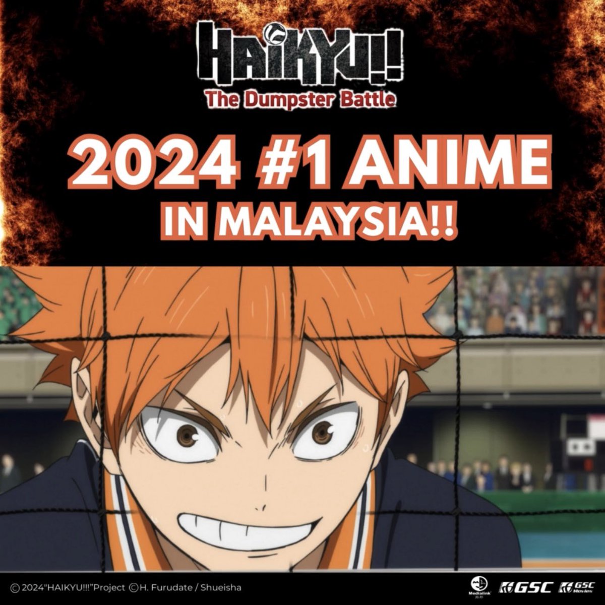🏐🫶🏻WE DID IT! THANKS FOR MAKING US THE #1 Anime in Malaysia! 🔥👏

Haikyu!!: The Dumpster Battle is still showing in GSC! 
Secure your best seats now! 😍

#MedialinkFilmsMY #GSCMovies #GSC #ハイキュー  #ゴミ捨て場の決戦 #Haikyu #HaikyuTheDumpsterBattle #排球少年 #剧场版排球少年