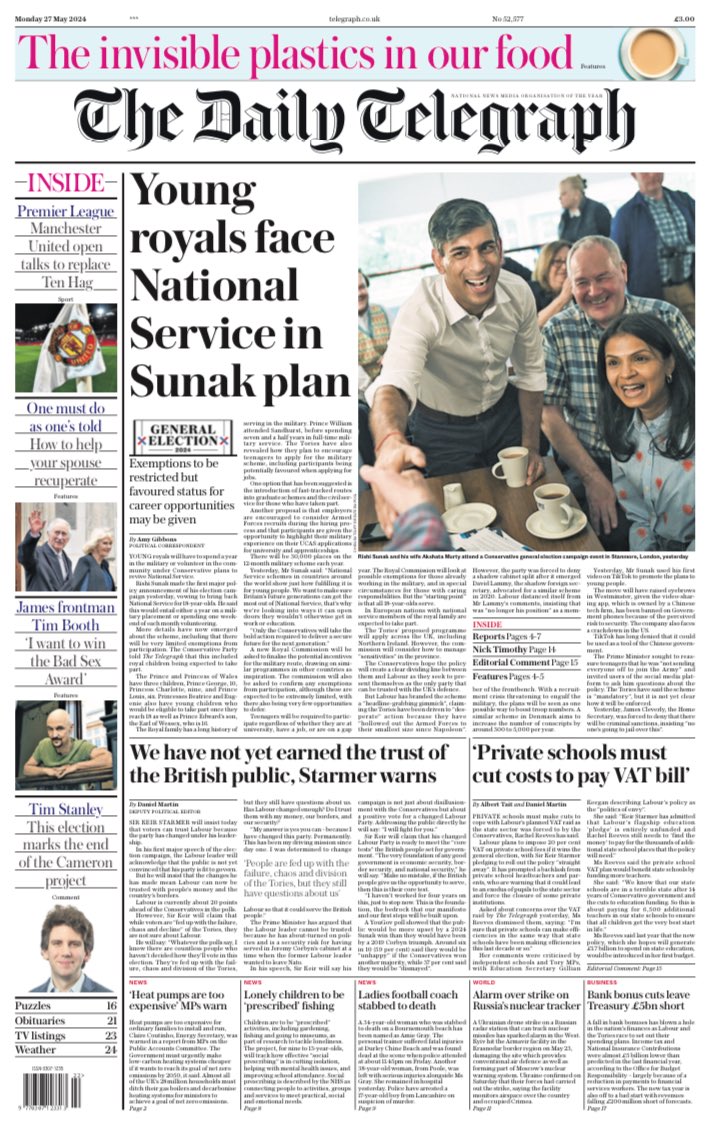The front page of today’s ⁦@Telegraph⁩ Scottish edition