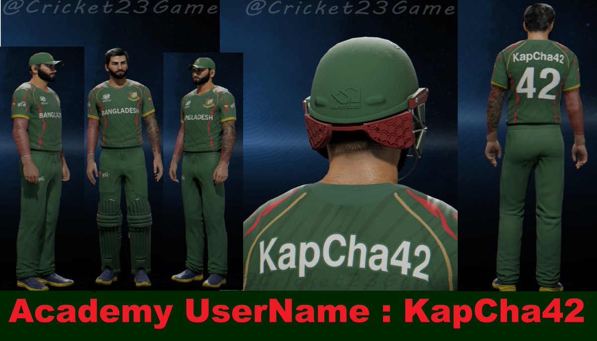 #T20WorldCup #BCB #Jersey #Cricket24 - Created😎Team Jersey: Bangladesh 🇧🇩 @BCBtigers ✨ New Latest T20 World Cup Jersey is here for @T20WorldCup for Cricket 24 :The Most Authentic Game of Cricket from @BigAntStudios 📌Academy UserName : KapCha42 Like =❤ Retweet = ♻