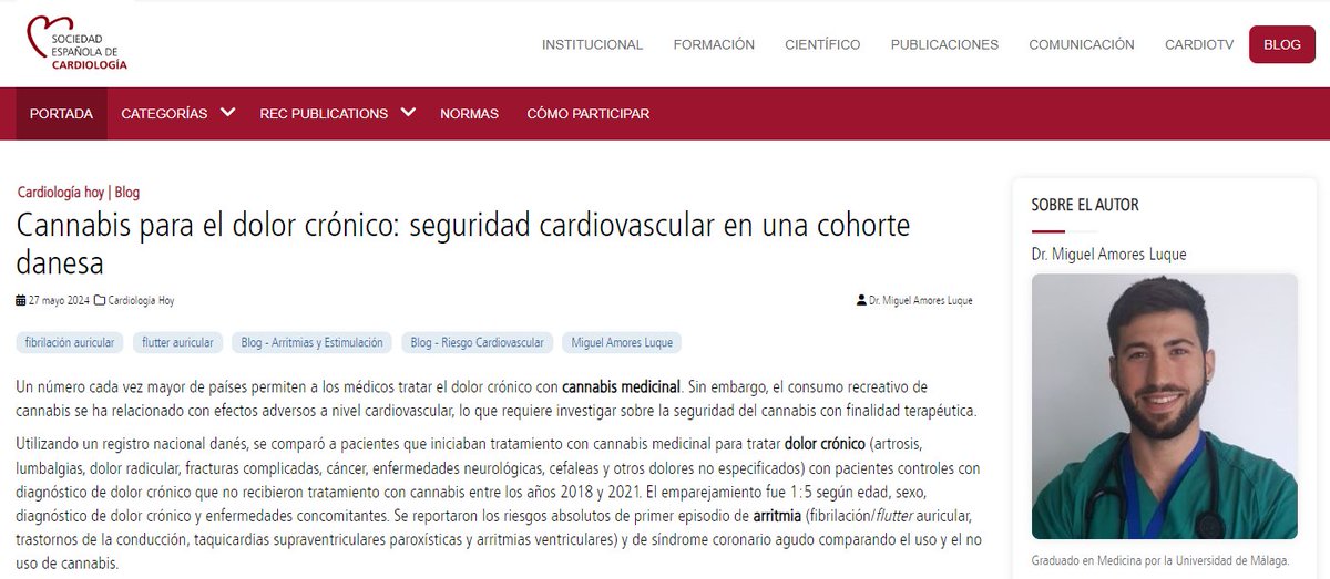 Soc Esp Cardiología (@secardiologia) on Twitter photo .<a href="/AmoresMlg/">Miguel Amores</a>: "En este estudio los resultados estratificados según el tipo de agente cannabinoide (THC y CBD) fueron similares, cuestionando si podrían jugar roles similares en la asociación propuesta con el desarrollo de arritmias". #BlogSEC <a href="/JovenesSec/">JóvenesSEC</a> ow.ly/ZKX450RWgWN .<a href="/AmoresMlg/">Miguel Amores</a>: "En este estudio los resultados estratificados según el tipo de agente cannabinoide (THC y CBD) fueron similares, cuestionando si podrían jugar roles similares en la asociación propuesta con el desarrollo de arritmias". #BlogSEC <a href="/JovenesSec/">JóvenesSEC</a> ow.ly/ZKX450RWgWN