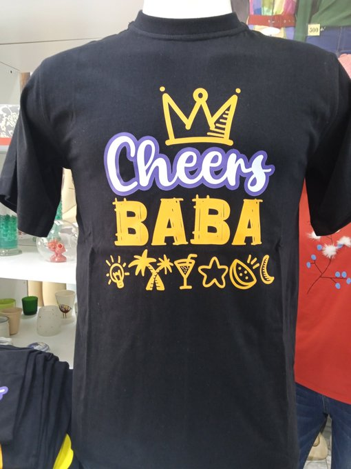 tuxedotees's tweet photo. The quintessential "Cheers Baba" t-shirt for any fun occasion.
Round neck, 100% cotton t-shirt.
Size L, XL.
KSH 1500.

Pickup at Pick &amp; Go Shopping, Tuxedosoft shop, Giwa House, Moi Avenue.
https://t.co/fzmDh0T7po
#IkoKaziKE #tshirts https://t.co/u44WqEB8Am