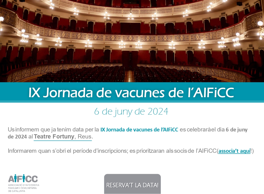 📣Ja tenim data i lloc i programa per la propera IX Jornada #vacunes #AIFiCC 📅 6 de juny 2024 📍Teatre Fortuny de Reus 👇 aificc.cat/2024/05/14/nov…
