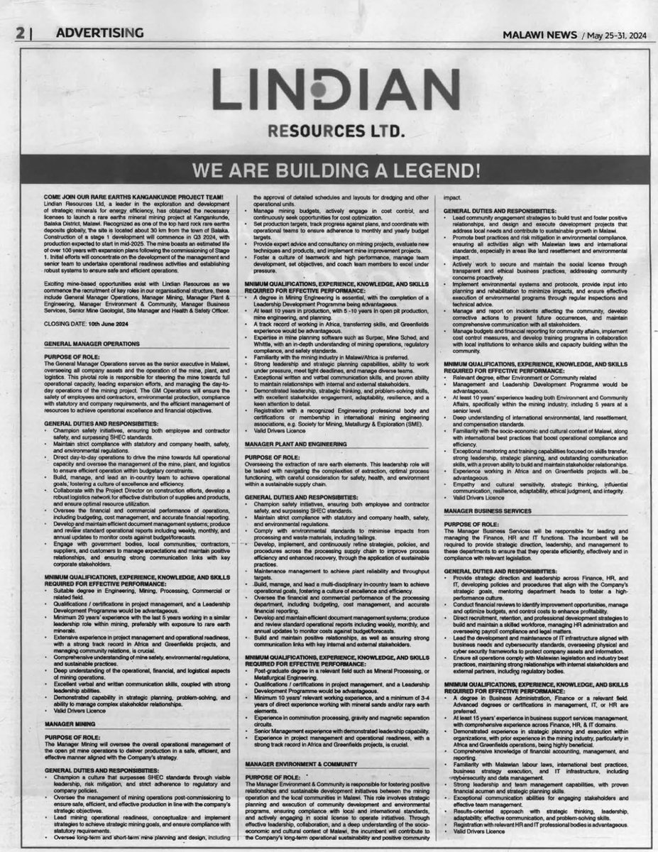 asimwe's tweet image. We are hiring! 

Lindian Resources Limited  ASX:LIN 
WE ARE BUILDING A LEGEND!
@ASXLindian $LIN $LIN.ax