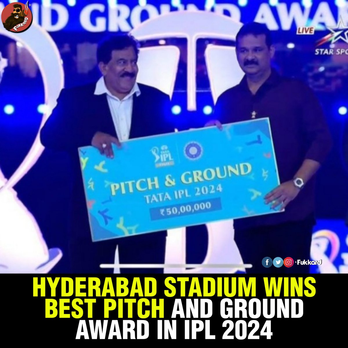 'Best Pitch and Ground Award goes to Hyderabad Stadium! 🌟 #IPL2024