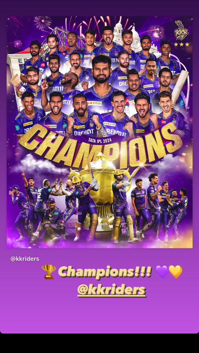 Incredible performance! Congratulations @KKRiders on becoming the Champions of IPL 2024.