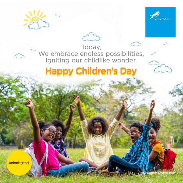 UNIONBANK_NG's tweet photo. Happy Children’s Day💙

#ChildrensDay2024 #UnionLegend #UnionInfinity #Children #UnionBank https://t.co/rqFbIhnLC5