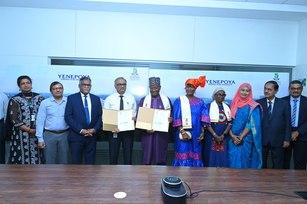 High Commission of the Republic of The Gambia signs MoU with Yenepoya Deemed to be University to foster educational and healthcare diplomacy in Mangalore. @MEAIndia @BarrowPresident @narendramodi @Presidency_GMB @DrSJaishankar