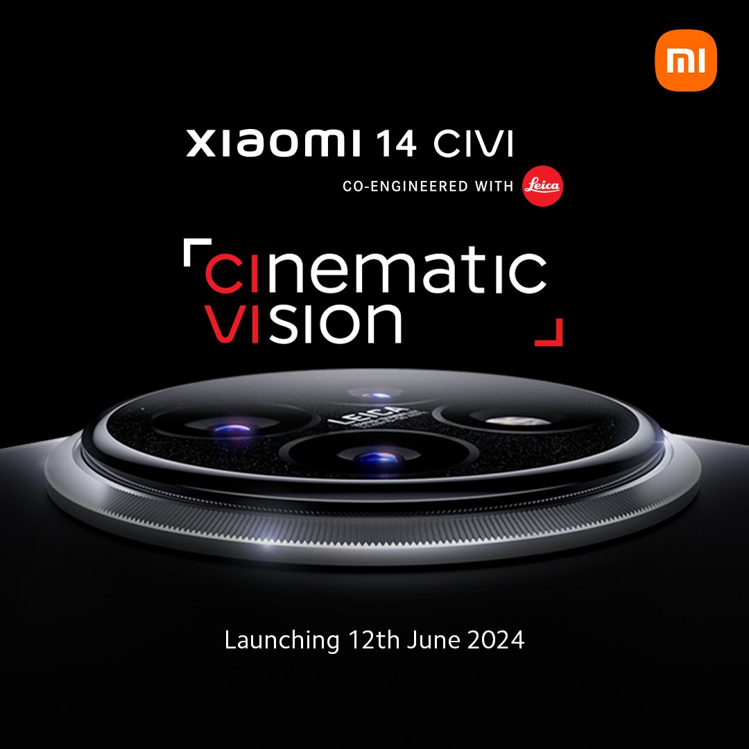 Official ✅ Xiaomi 14 CIVI to launch in India on 12 June, 2024.