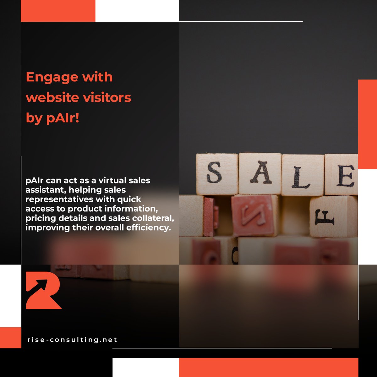 pAIr can engage with website visitors and qualify leads by asking relevant questions and identifying potential customers who are more likely to convert. 

#developer #digitaltransformation #technology #riseconsulting #riseacademy #RiseWithUs #aiasistant #pAIr #AI